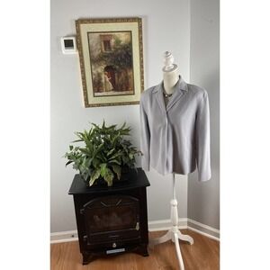 Renfrew Jacket Women Made USA Long Sleeve Lapel Collar‎ Open Front Silver/Gray M